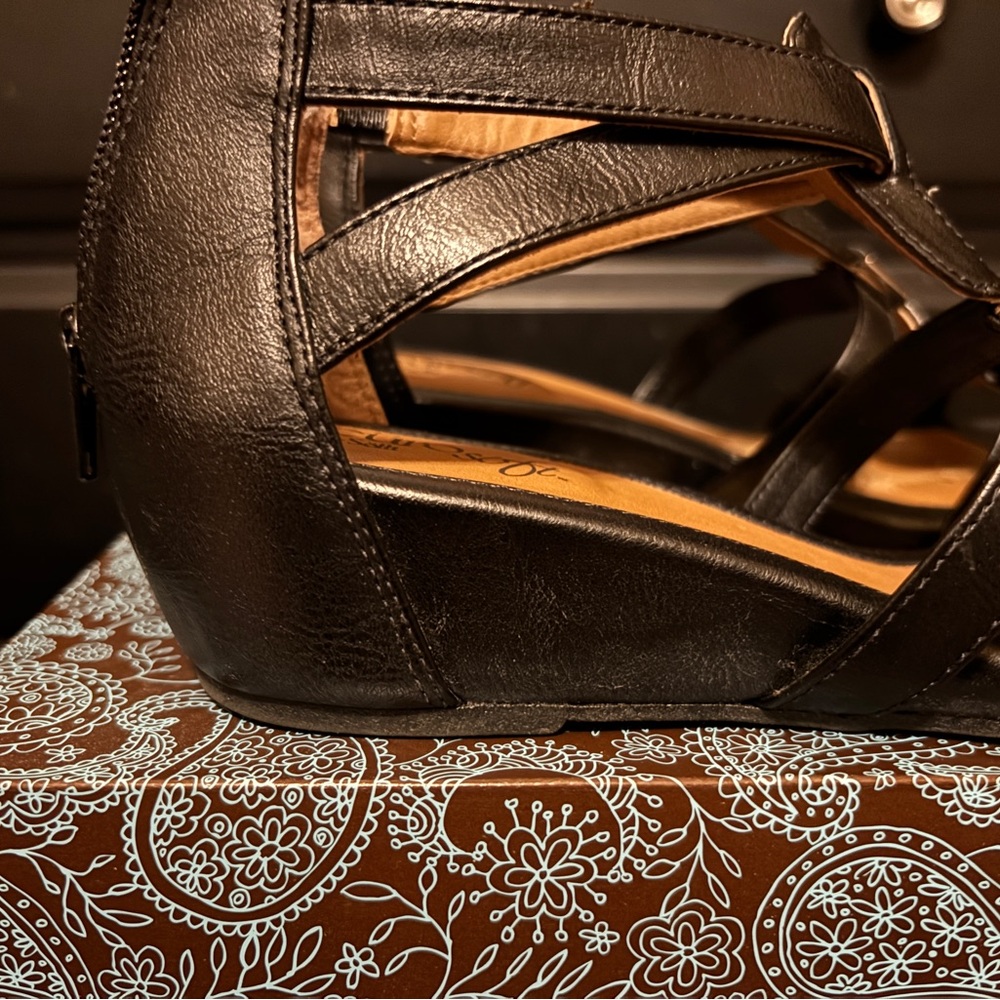 Aerosoles Black Strappy Wedge Sandals - Picture 5 of 6